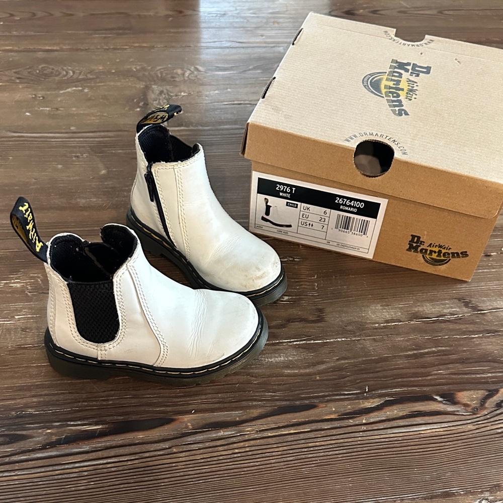 Dr. Martens White and Black Chelsea Boots
